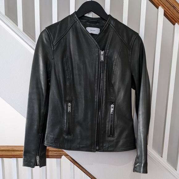 Reiss Rivington collarless leather jacket - Picture 6 of 15